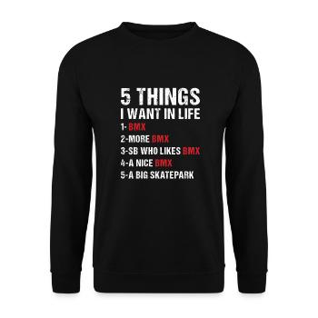Sport 5 Things I Want In Life BMX - Unisex Sweatshirt - black - Front - Alina (178cm) & Michal (187cm)