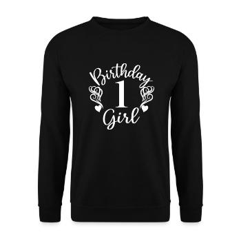 1. Geburtstag Mädchen, 1 Jahr altes Geschenk für Kinder - Unisex Pullover - Schwarz - Vorne - Alina (178cm) & Michal (187cm)