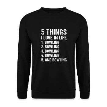 Sport 5 choses que j’aime dans la vie Bowling - Sweat-shirt Unisexe - noir - Devant - Alina (178cm) & Michal (187cm)