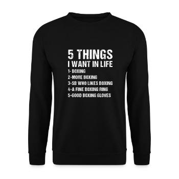Sport 5 choses que je veux dans la vie Boxe - Sweat-shirt Unisexe - noir - Devant - Alina (178cm) & Michal (187cm)