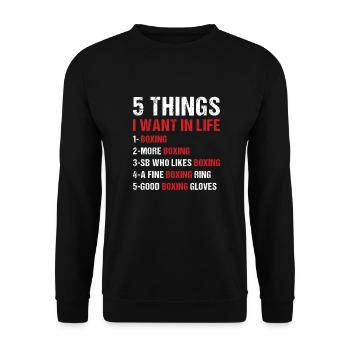 Sport 5 choses que je veux dans la vie Boxe - Sweat-shirt Unisexe - noir - Devant - Alina (178cm) & Michal (187cm)