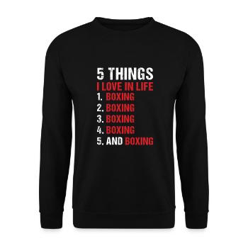 Sport 5 choses que j’aime dans la vie Boxe - Sweat-shirt Unisexe - noir - Devant - Alina (178cm) & Michal (187cm)