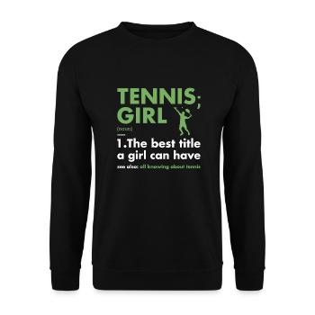 Sport Girl Definition Tennis - Unisex Pullover - Schwarz - Vorne - Alina (178cm) & Michal (187cm)