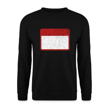 Plate Name plate Tin plate Warning Attention - Unisex Sweatshirt - black - Front - Alina (178cm) & Michal (187cm)
