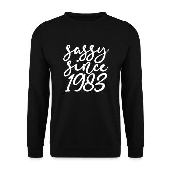 frech seit 1983, Geschenk zum 40. Geburtstag 40 Jahre alt - Unisex Pullover - Schwarz - Vorne - Alina (178cm) & Michal (187cm)