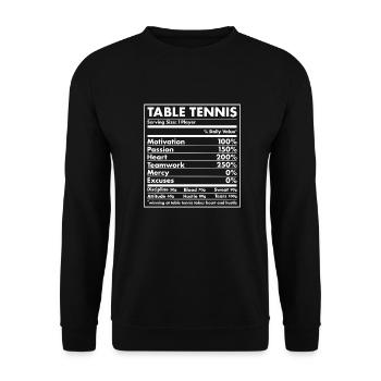 Sport Nutrition Table Tennis - Unisex Sweatshirt - black - Front - Alina (178cm) & Michal (187cm)