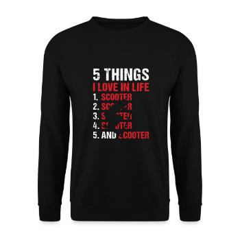 Sport 5 Things I Love In Life Scooter - Unisex Pullover - Schwarz - Vorne - Alina (178cm) & Michal (187cm)