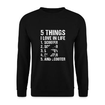 Sport 5 Things I Love In Life Scooter - Unisex Pullover - Schwarz - Vorne - Alina (178cm) & Michal (187cm)