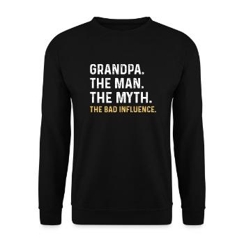 Grandpa The Man The Myth The Bad Influence T Shirt - Unisex Sweatshirt - black - Front - Alina (178cm) & Michal (187cm)