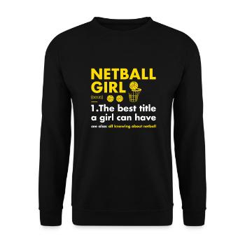Sport Girl Definition Netball - Unisex Sweatshirt - black - Front - Alina (178cm) & Michal (187cm)
