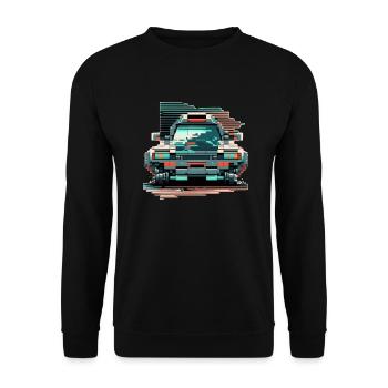Front of a car in pixelated 8 bit style - Unisex Sweatshirt - black - Front - Alina (178cm) & Michal (187cm)
