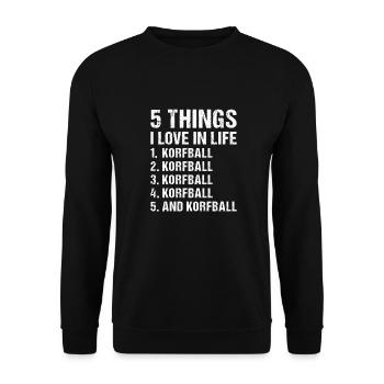 Sport 5 choses que j’aime dans la vie Korfball - Sweat-shirt Unisexe - noir - Devant - Alina (178cm) & Michal (187cm)