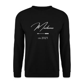 Madame en 2023 - Sweat-shirt Unisexe - noir - Devant - Alina (178cm) & Michal (187cm)
