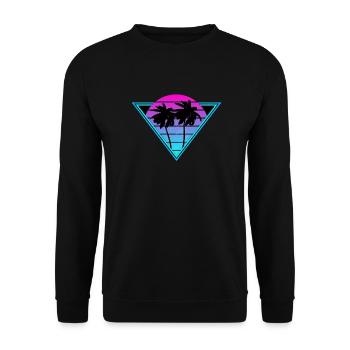 Retro Palm Trees - Unisex Sweatshirt - black - Front - Alina (178cm) & Michal (187cm)