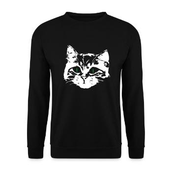 Verliebte Katze im Gesicht - Unisex Pullover - Schwarz - Vorne - Alina (178cm) & Michal (187cm)
