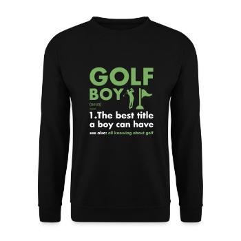 Sport Boy Definition Golf - Unisex Pullover - Schwarz - Vorne - Alina (178cm) & Michal (187cm)