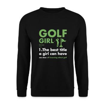 Sport Girl Définition Golf - Sweat-shirt Unisexe - noir - Devant - Alina (178cm) & Michal (187cm)