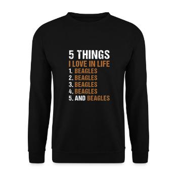5 choses que j’aime dans la vie Beagle - Sweat-shirt Unisexe - noir - Devant - Alina (178cm) & Michal (187cm)