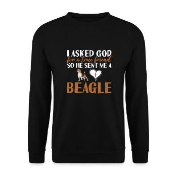 I Asked God For A True Friend Beagle - Unisex Sweatshirt - black - Front - Alina (178cm) & Michal (187cm)