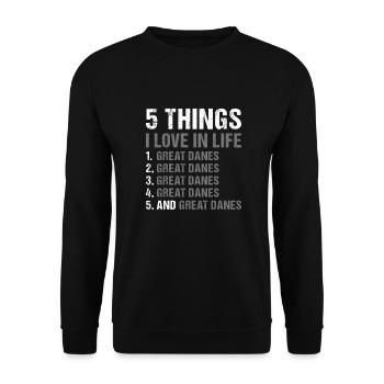 5 choses que j’aime dans la vie de Dogue allemand - Sweat-shirt Unisexe - noir - Devant - Alina (178cm) & Michal (187cm)