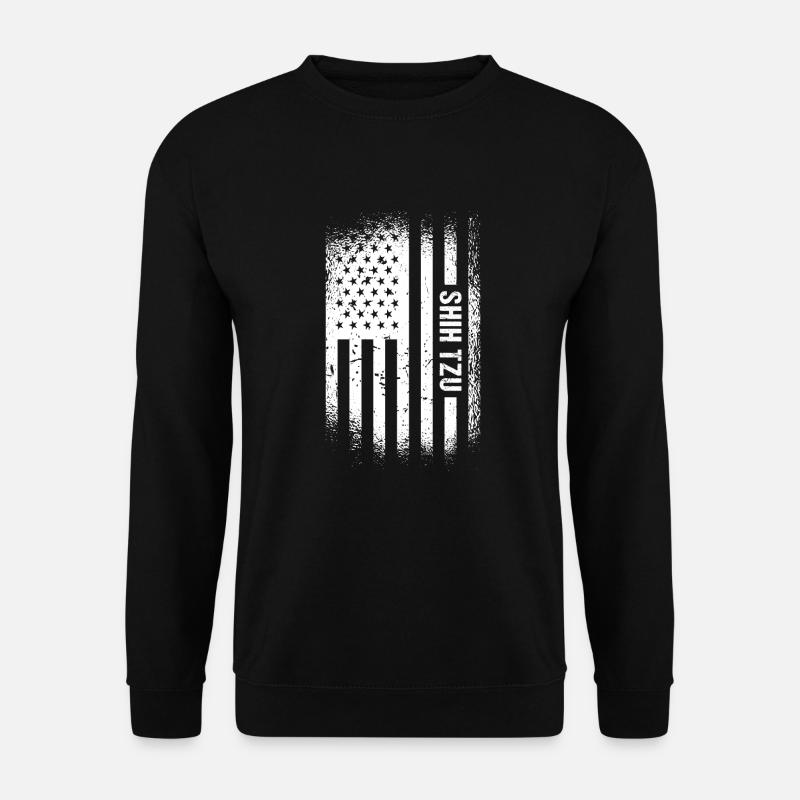 Shih Tzu Us Flag - Unisex Sweatshirt - black