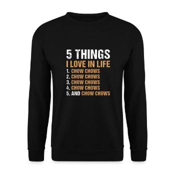 5 choses que j’aime dans la vie Chow Chow - Sweat-shirt Unisexe - noir - Devant - Alina (178cm) & Michal (187cm)