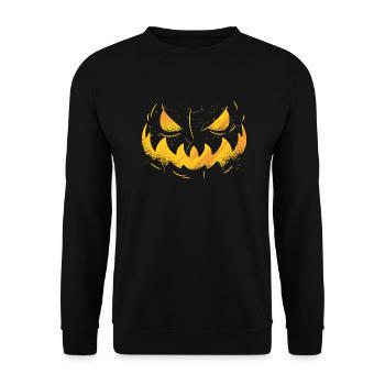 Gruselige gruselige Jack O Laterne Gesicht Kürbismänner Jungen - Unisex Pullover - Schwarz - Vorne - Alina (178cm) & Michal (187cm)
