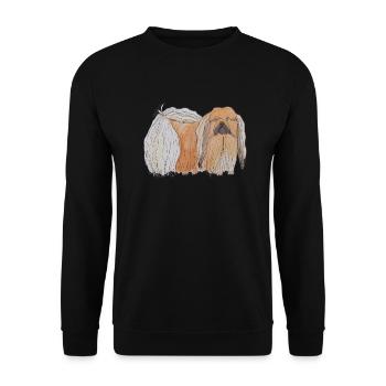 Pekingese - fun - Unisex Sweatshirt - black - Front - Alina (178cm) & Michal (187cm)