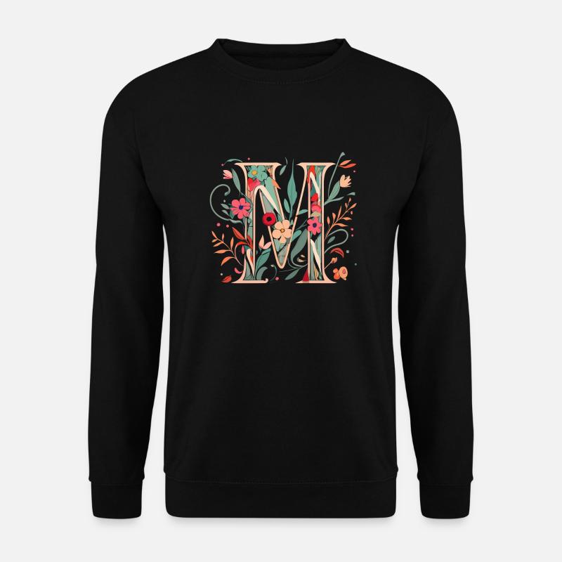 M typography floral - Unisex Pullover - Schwarz