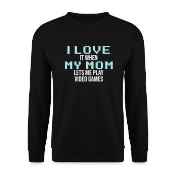 J’adore quand ma mère me laisse jouer à des jeux vidéo - Sweat-shirt Unisexe - noir - Devant - Alina (178cm) & Michal (187cm)
