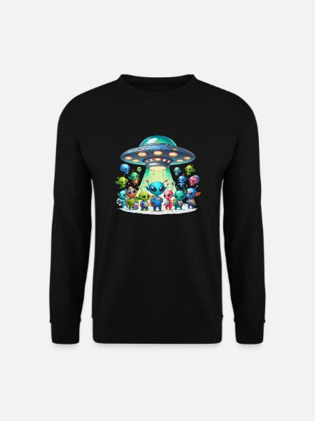 Aliens Marveling at a UFO - Unisex Pullover - Schwarz