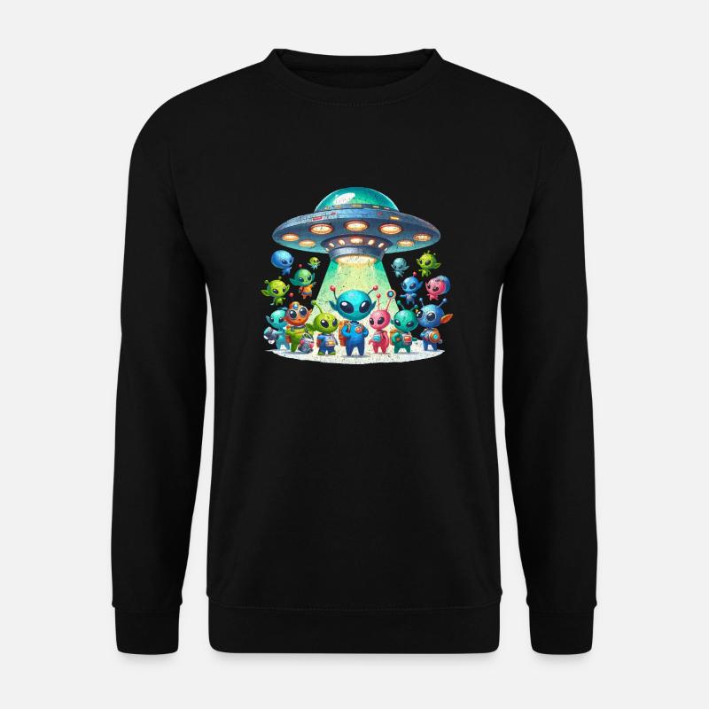 Aliens Marveling at a UFO - Unisex Pullover - Schwarz
