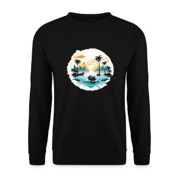Tropischer Sonnenuntergangsurlaub - Unisex Pullover - Schwarz - Vorne - Alina (178cm) & Michal (187cm)