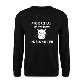 Mon Chat est mon Gourou de Bonheur - Sweat-shirt Unisexe - noir - Devant - Alina (178cm) & Michal (187cm)