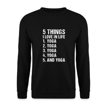 Yogi 5 Things I Love In Life Yoga - Unisex Pullover - Schwarz - Vorne - Alina (178cm) & Michal (187cm)