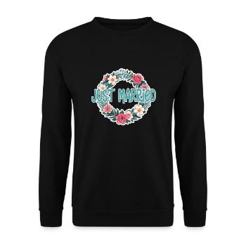 just married - pour mariage - Sweat-shirt Unisexe - noir - Devant - Alina (178cm) & Michal (187cm)