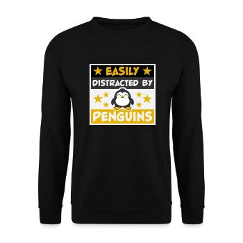 Facilement distrait par les pingouins Drôle Mignon Pingouin - Sweat-shirt Unisexe - noir - Devant - Alina (178cm) & Michal (187cm)