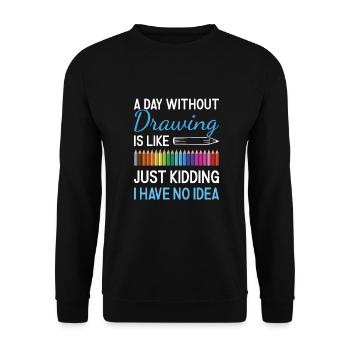 Drawer A Day Without Drawing - Unisex Sweatshirt - black - Front - Alina (178cm) & Michal (187cm)