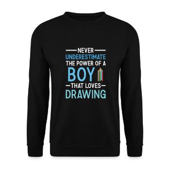 Drawer Never Underestimate The Power Of A Boy - Unisex Sweatshirt - black - Front - Alina (178cm) & Michal (187cm)