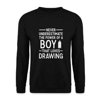 Drawer Never Underestimate The Power Of A Boy - Unisex Sweatshirt - black - Front - Alina (178cm) & Michal (187cm)