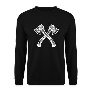 Gekreuzte Axt - Unisex Pullover - Schwarz - Vorne - Alina (178cm) & Michal (187cm)