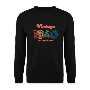 Jahrgang 1940 alle Originalteile - Unisex Pullover - Schwarz - Vorne - Alina (178cm) & Michal (187cm)