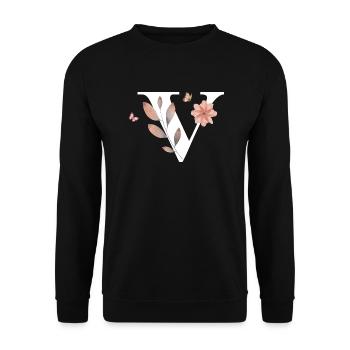 Letter v wildflowers watercolors - Unisex Sweatshirt - black - Front - Alina (178cm) & Michal (187cm)