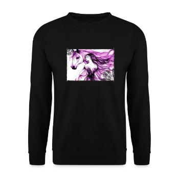 Blumen Frauen Mädchen Mode Design Kunst Weiblicher Stil - Unisex Pullover - Schwarz - Vorne - Alina (178cm) & Michal (187cm)