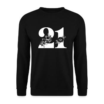 Numéro 21 floral noir -21e anniversaire floral - Sweat-shirt Unisexe - noir - Devant - Alina (178cm) & Michal (187cm)