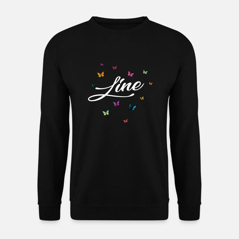 LINE - Mädchen Name mit bunten Schmetterlingen - Unisex Pullover - Schwarz