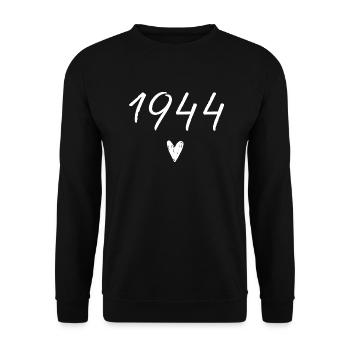 1944 coeur anniversaire - Sweat-shirt Unisexe - noir - Devant - Alina (178cm) & Michal (187cm)