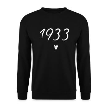 1933 Herzgeburtstag - Unisex Pullover - Schwarz - Vorne - Alina (178cm) & Michal (187cm)