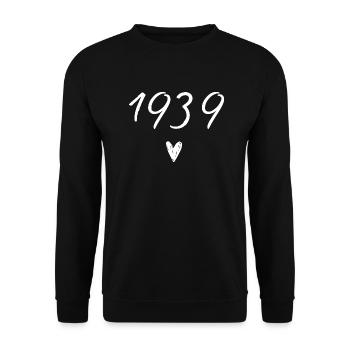 Herzjubiläum 1939 - Unisex Pullover - Schwarz - Vorne - Alina (178cm) & Michal (187cm)