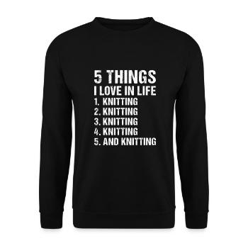 Knitter 5 Things I Love In Life Knitting - Unisex Sweatshirt - black - Front - Alina (178cm) & Michal (187cm)